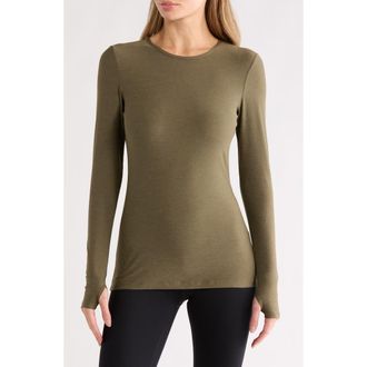 Beyond Yoga Classic Crewneck Pullover in Beyond Olive Heather at Nordstrom Rack, Size X-Small