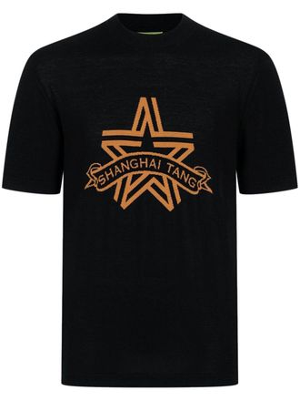 Shanghai Tang Star cotton knitted T-shirt - men - Cotton - 54 - Black