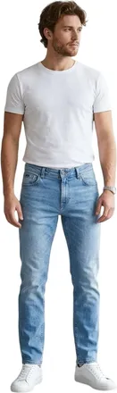 HUGO BOSS Herenjeans van Maine Denim met taps toelopende pijpen en slank model (Medium Blauw)