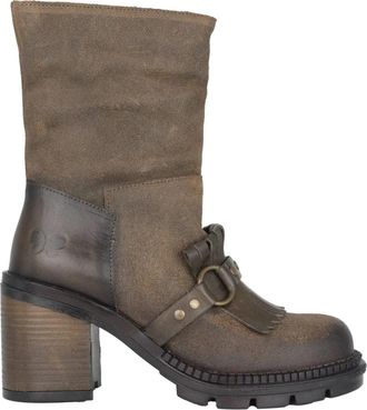 Felmini Laisa-D955 - Dames - Laarzen met Hak - Groen - 39 EU - Leer - Schoenen