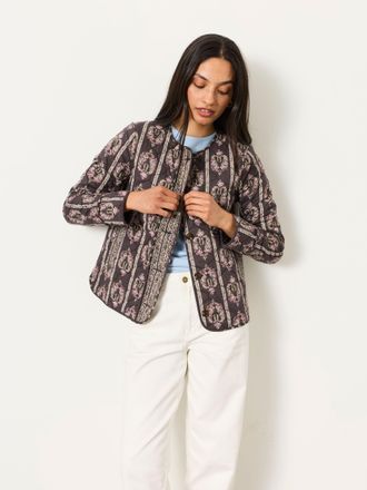 Fat Face FatFace Charcoal Grey Regular Paisley Stripe Quilt Jacket
