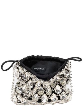 Self Portrait Womens Handbag Mini Metallic Knit Silver Glass Handbags Hand Bags