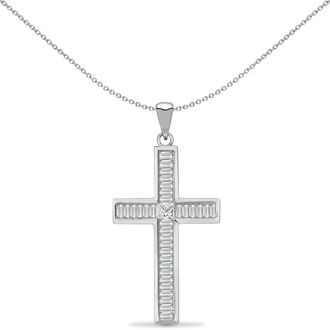 Jewelco London 18ct White Gold 1.7ct Diamond Framed Cross Pendant - 18X069