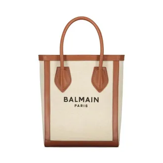 Balmain Tote Bags, unisex, Brown, Size: ONE SIZE Logo Tote Bag