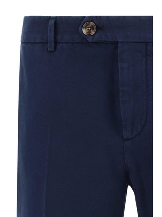 Brunello Cucinelli Mens Pants Dyed Cotton Navy Trousers