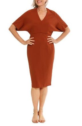London Times V-Neck Dolman Sleeve Sheath Dress in Sequoia at Nordstrom Rack, Size 20W