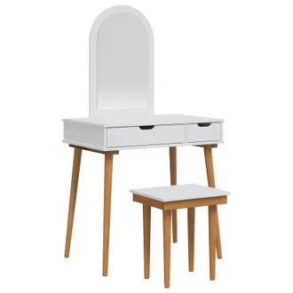 vidaXL Conjunto De Mesa De Tocador Fauske 3 Uds. Blanco Vidaxl