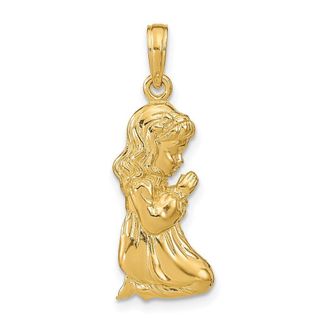 Diamond2Deal 14k Yellow Gold Praying Girl Pendant