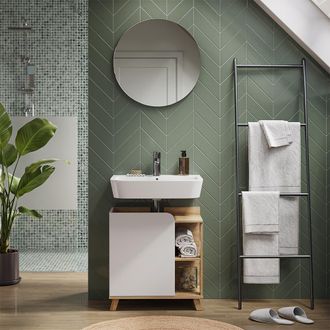 Vicco Espejo De Ba&ntilde;o Karen, Sonoma/blanco, 60 X 60 Cm Redondo