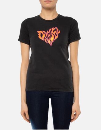 Diesel Womens DIESEL T-SILY-H Womens T Shirts Crew Neck Short Sleeves Regular Fit Casual Tops - Grey - Size: 10/8