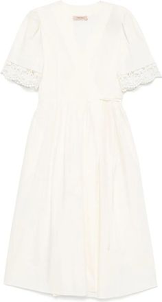 Twin-Set Abito midi a portafoglio - Bianco