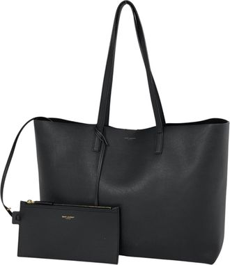 Saint Laurent Black Leather Pouch Shoulder Bag Tote Bag (Pre-Owned)