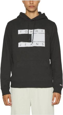 Tommy Hilfiger Flag Spray Hoodie - Heren - Hoodies - Zwart - S - Katoen - Hoodies & sweatvesten