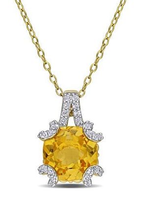 Delmar White Topaz & Semiprecious Stone Pendant Necklace in Yellow at Nordstrom Rack