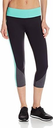 Calvin Klein Colorblocked Cropped Leggings In Black/spearmint