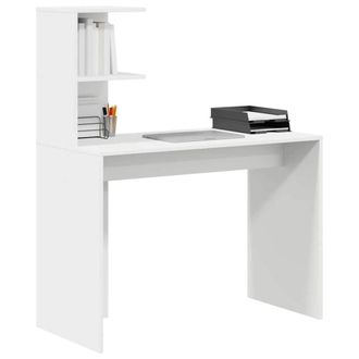 Berkfield Home White White Writing Desk White MDF Compact Decorative Inlays