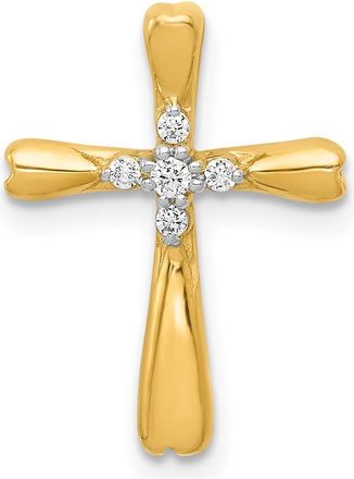 Diamond2Deal 10K Gold 1/20ct. 5-Stone Diamond Cross Chain Slide Pendant