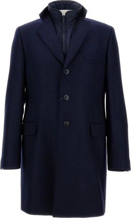 Fay Double Coat - Heren - Mantel - Blauw - L - Wol - Jassen