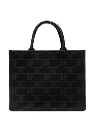 Elisabetta Franchi Borsa tote con logo jacquard - Nero