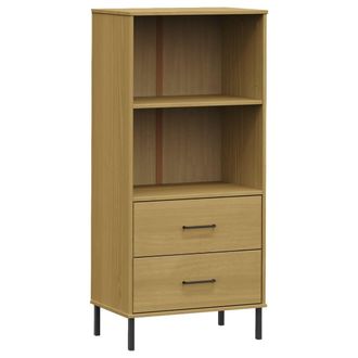 vidaXL Vidaxl - Librer&iacute;a Con 2 Cajones Oslo Madera Maciza Marr&oacute;n 60x35x128,5 Cm