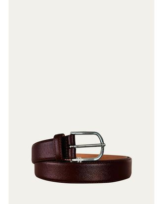 Simonnot Godard Mens Saffiano Leather Belt, 30mm