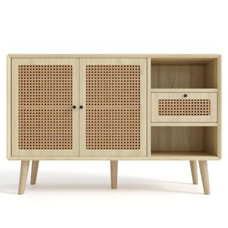 STILVORA Aparador Con 2 Puertas Magn&eacute;ticas, 1 Caj&oacute;n Y Estantes Regulables, Estilo Retro, En Mdf, 120&times;40&times;80 Cm, Roble