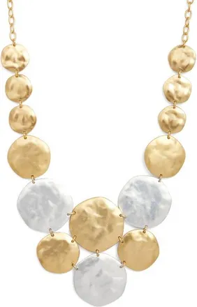Karine Sultan Hammered Circle Statement Bib Necklace in Mixed Metals at Nordstrom