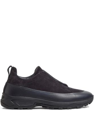 Ermenegildo Zegna Triple Stitch leren su&egrave;de sneakers - Zwart