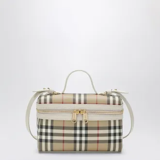 Burberry Vanity Check vanity bag in cotton blend, beige