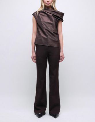 SIMKHAI Vivia Draped Top In Chocolate