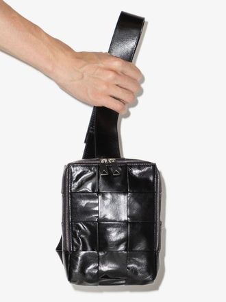 Bottega Veneta Black Cassette Mini Intreccio Leather Crossbody Bag - Mens - Calf Leather