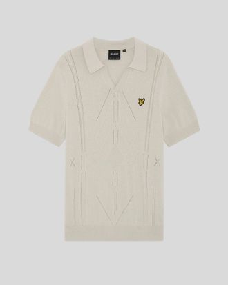 Lyle & Scott Mens Open Collar Argyle Knitted Polo Shirt - Grey - Size X-Large