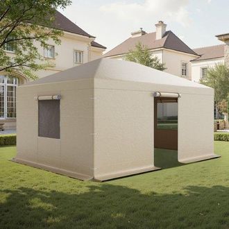OEM Cubierta Para Cenador De Invierno, 3,70 X 4,92 M, Cubierta De Cenador Resistente A La Intemperie Con Paredes Laterales Y Ventanas De Malla, Material D