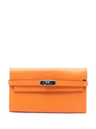 Herm&egrave;s 2000-2014 Epsom Kelly Trifold Wallet long wallets - Arancione