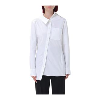 Jacquemus Shirts, female, White, 2XS, White Poplin Shirt Asymmetrical Hem