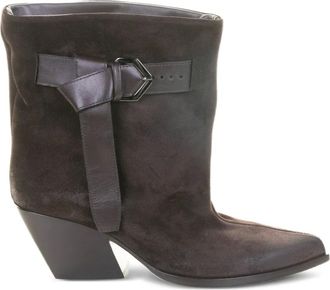 Elena Iachi 60 mm suède laarzen met Western-stijl en gespdetail - Bruin