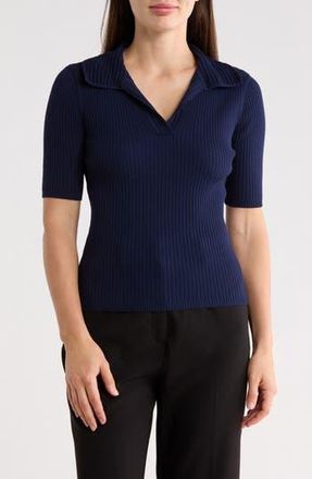 T Tahari Elbow Length Sleeve Polo in Dark Navy at Nordstrom Rack, Size X-Small