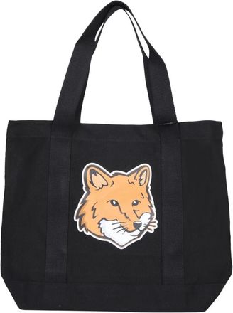Maison Kitsun&eacute; Fox Head Tote Bag - Heren - Shoppers - Zwart - ONE Size - Katoen - Tassen