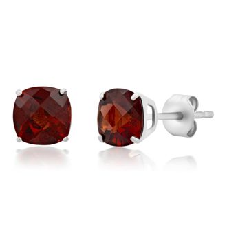 MAX + STONE 925 Sterling Silver 6mm Cushion Cut Gemstone Stud Earrings