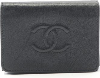 Chanel Black Leather Wallet (Tri-Fold) (Pre-Owned)