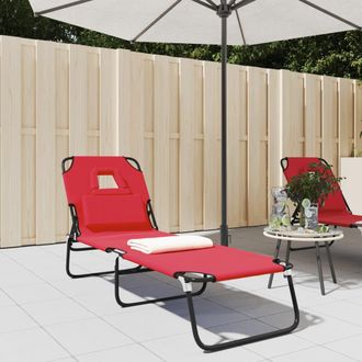 vidaXL Tumbona Plegable Acero Recubrimiento En Polvo Tela Oxford Rojo Vidaxl