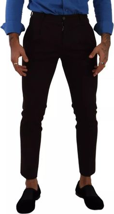 Dolce & Gabbana Bordeaux Cotton Stretch Skinny Mens Trouser (Pre-Owned)