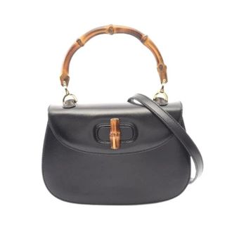 Gucci Pre-owned Handbags, female, Black, Size: ONE SIZE Pre-owned Bamboo Leather 2way Bag