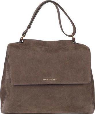 Orciani Sveva Nabuk Medium Schoudertas - Dames - Tassen - Bruin - Maat: ONE Size Zijde