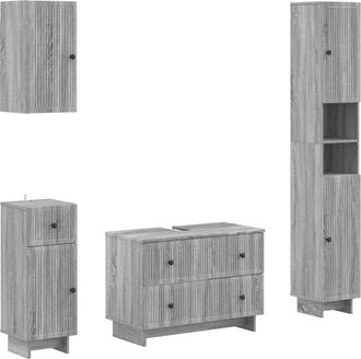 vidaXL Juego De Armarios De Ba&ntilde;o De 4 Piezas Ede Sonoma Gris Vidaxl