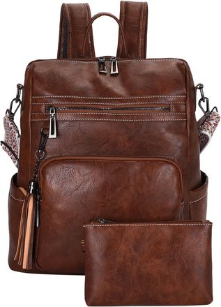 Generic Ladies Stylish Womens Travel Backpack and Clutch Purse Set Multipurpose Designer Carryall Combo for Everyday Use