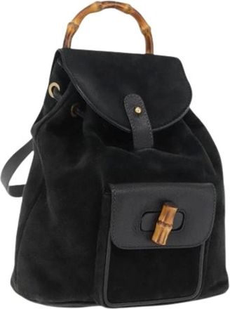 Gucci Pre-owned Backpacks, female, Black, Size: ONE SIZE Pre-owned Suede Backpack