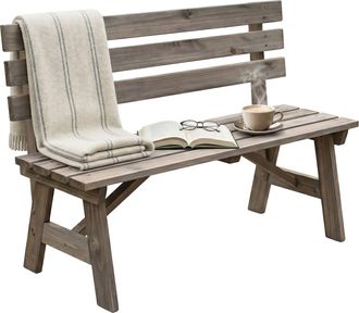 Relaxdays Banco De Jard&iacute;n Relaxdays, 2 Plazas, Para Terraza O Balc&oacute;n, Con Respaldo, Madera De Abeto, 80 X 116 X 56 Cm, Marr&oacute;n