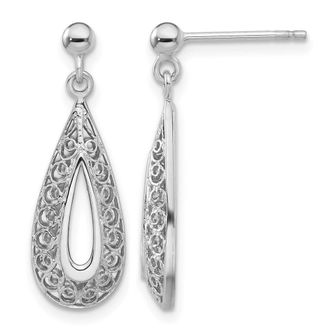 Diamond2Deal 14K Gold Filigree Teardrop Drop Dangle Earrings