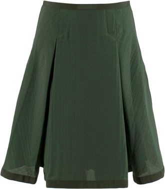 sacai Luck Green Flared Pleated Skirt Size S